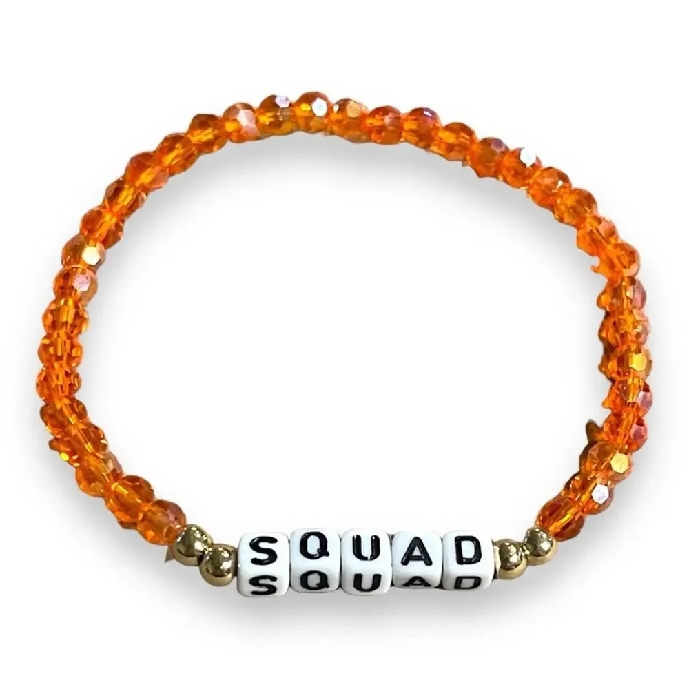 SQUAD Stretch Beaded Friendship Bracelets Set of 4 Orange Yellow Green Blue